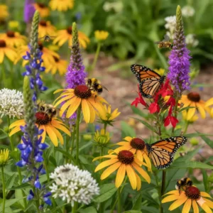 Nahaufnahme: Offene Blüten von heimische pflanzen nachhaltiger garten, ideal als Bienenweide.