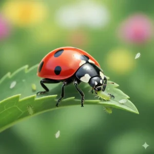 Nützlinge im Garten fördern – Marienkäfer frisst Blattläuse