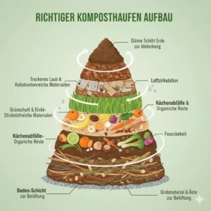 Der richtige Komposthaufen Aufbau für optimalen Bio Kompost selber machen.