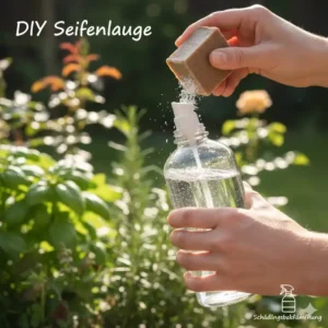Anwendung von Seifenlauge als Hausmittel zur natürliche schädlingsbekämpfung garten
