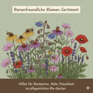 Bestäuberfreundliche Blumen zur Förderung der Biodiversität im pflegeleichter bio blumengarten.