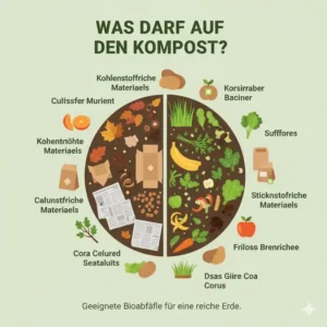 Übersicht: Welche Bioabfälle für Bio Kompost selber machen geeignet sind.