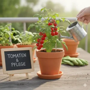 Das Gießen von Tomatenpflanzen; die richtige Pflege, wenn Sie bio gemüse im topf anbauen.
