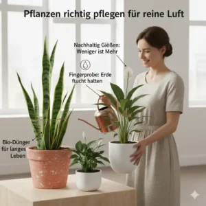 Richtige Bewässerung und Pflege sind essenziell für luftreinigende pflanzen nachhaltig.