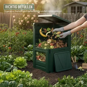 Anwendung: Befüllung des schnell komposter garten kaufen mit organischen Küchen- und Gartenabfällen