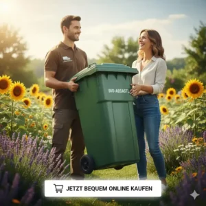 Paketdienst liefert eine neue Bio Abfalltonne für den Garten nach Hause. Jetzt bequem online kaufen.