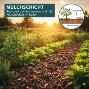 Mulchschicht: Reduziert Verdunstung und unterstützt eine wassersparende gartenbewässerung kaufen im Hochbeet.