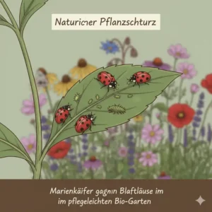 Marienkäfer als natürlicher Schädlingsschutz im pflegeleichter bio blumengarten.