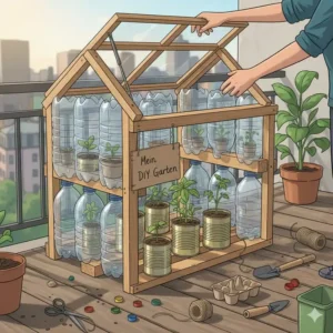 DIY-Anleitung für ein Mini Gewächshaus Nachhaltig auf dem Balkon aus Recyclingmaterial.