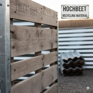Nahaufnahme des Recycling-Kunststoffs als hochbeet aus recyceltem material.
