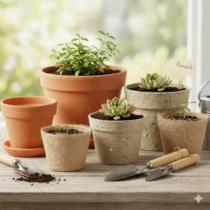 Ökologische Pflanztöpfe, die Sie als nachhaltige gartenaccessoires kaufen können.