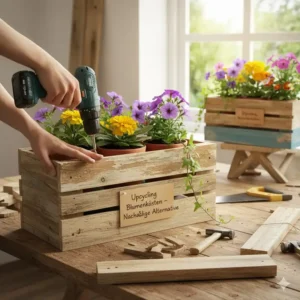 Upcycling Blumenkästen kaufen aus altem Holz, eine nachhaltige Alternative.