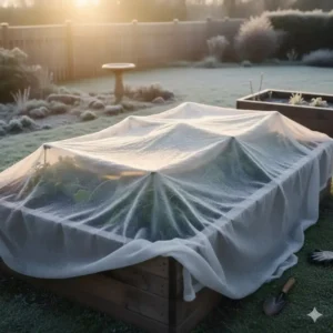 Schutz vor Frost: Junge Pflanzen mit ökologische garten vlies kaufen abdecken, um sie vor Kälte zu schützen.