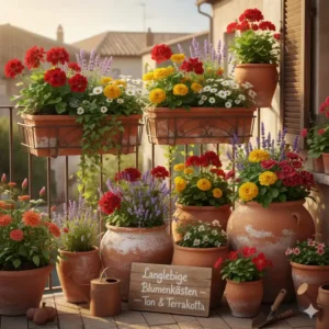 Traditionelle, langlebige Blumenkästen kaufen aus natürlichem Ton und Terrakotta.