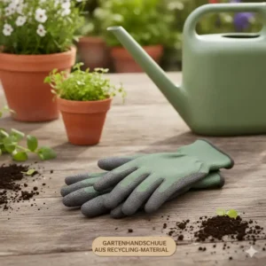 Nachhaltige Gartenhandschuhe aus Bambusfaser oder recyceltem Material zum Schutz der Hände.