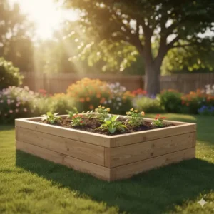 Ein Hochbeet aus nachhaltigem Holz, das Sie als nachhaltige gartenaccessoires kaufen können.