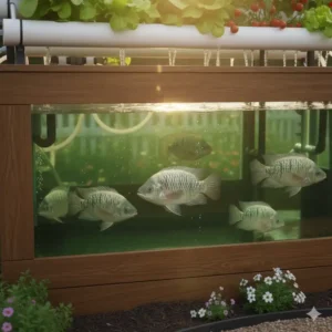 Detailansicht des Fischbehälters, zentraler Teil des aquaponik set für garten.