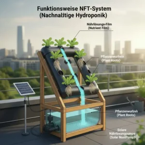 Detailansicht der Rinnen und Nährstoffzufuhr, um die Technik des hydroponik garten nachhaltig zu demonstrieren.