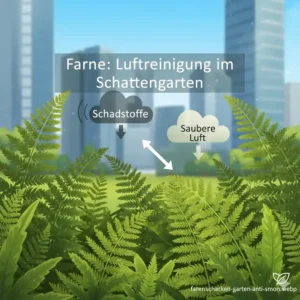 Grüne Farne im Schattenbereich als effektive anti smog pflanzen garten für frische Luft.