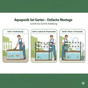 Einfache Schritt-für-Schritt-Montage des aquaponik set für garten im Freien.