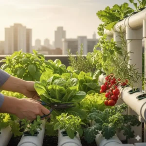 Üppige Ernte von Gemüse, die die hohe Produktivität eines hydroponik garten nachhaltig verdeutlicht.