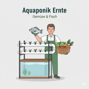 Reiche Ernte von Gemüse und frischem Fisch dank des aquaponik set für garten.