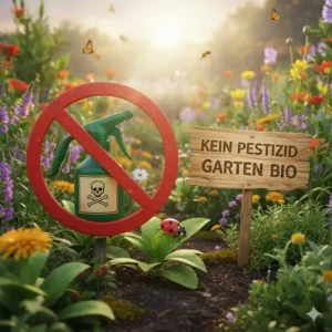 Symbolisches Bild (Marienkäfer auf Blatt) für den Verzicht auf chemische Schädlingsbekämpfung – ein wichtiger der tierfreundlicher Ökogarten Tipps.