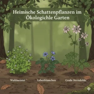 Darstellung heimischer Wildblumen als ideale Schattenpflanzen ökologischer garten für mehr Biodiversität.