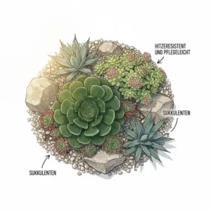 Hitzeresistente Sukkulenten als ideale klimaresistente pflanzen für garten und Steingärten.