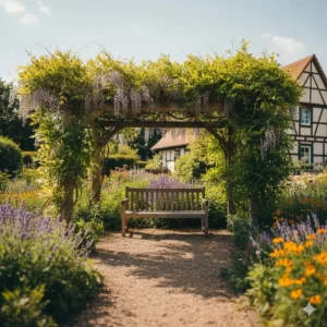 Natürliche Beschattungselemente zur Kühlung im klimaangepasster Garten Deutschland.
