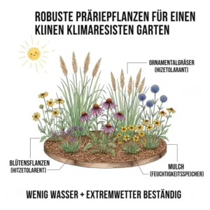 Robuste Präriestauden und Gräser als moderne klimaresistente pflanzen für garten.