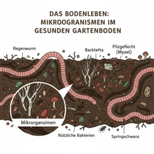 Mikroorganismen und Regenwürmer machen einen gesunder Boden für nachhaltigen Garten aus.