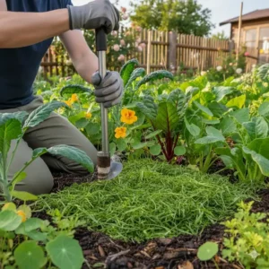 Durch richtiges Mulchen die bodenqualität im garten verbessern natürlich und Feuchtigkeit speichern.