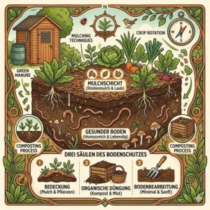 Verschiedene organische Mulchmaterialien zur Förderung von bodenschutz im ökologischen garten.