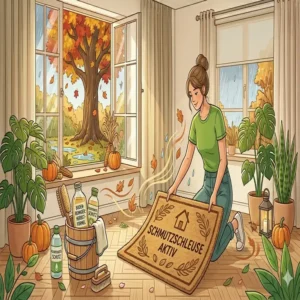 Schutz vor Schmutz und Nässe im Herbst laut dem nachhaltige bodenpflege jahresplan.