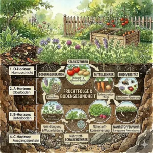 Zyklische Darstellung der Fruchtfolge zur Vermeidung von Bodenerschöpfung und für langfristige bodengesundheit garten.