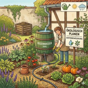 Planung von Regenwasserspeichern und Zisternen, um die gartenbewässerung ökologisch planen zu können.