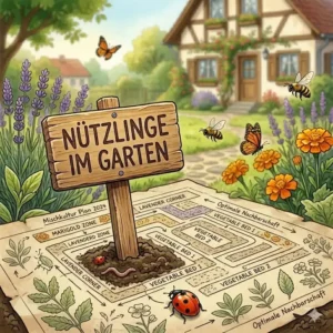Skizze einer Mischkultur im Gemüsebeet, um den garten gesund halten ohne chemie.