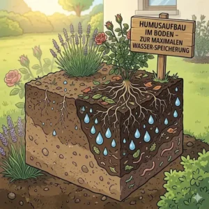 Aufbau von Humus im Boden zur Maximierung der natürlichen wasserspeicherung im garten.