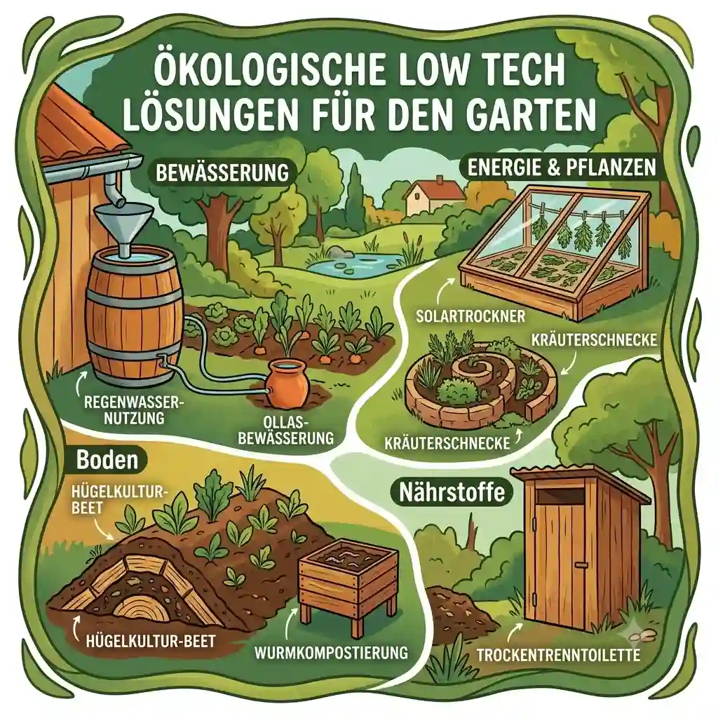 Featured image about low tech lösungen garten ökologisch, showing sustainable gardening practices.