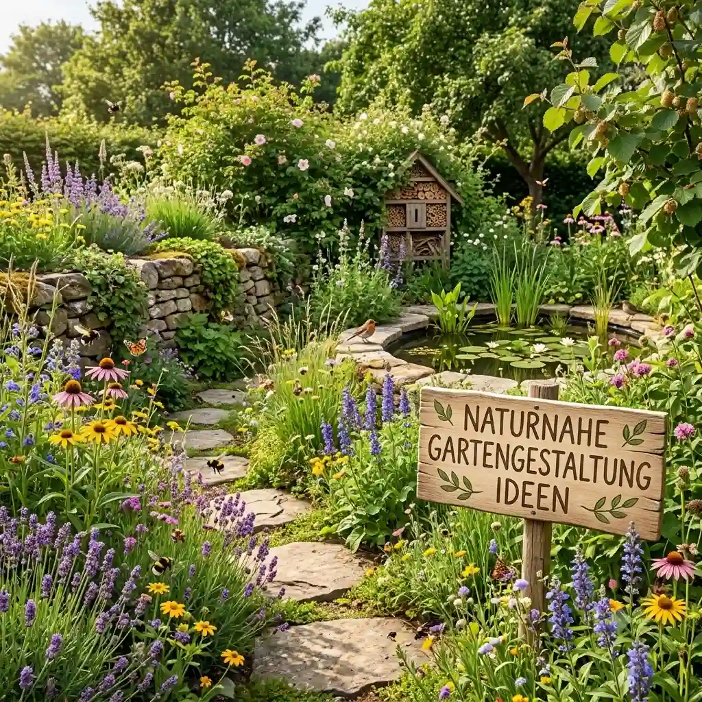 A beautiful natural garden design, representing the best naturnahe gartengestaltung ideen for creating a biodiversity-friendly outdoor space.