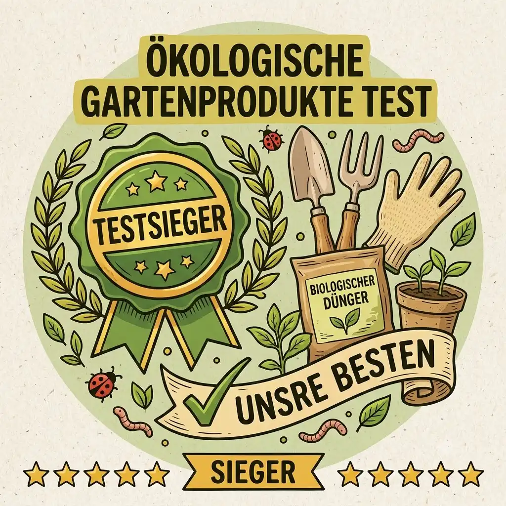 A certified seal highlighting the winners of the best tools and organic fertilizers in our comprehensive ökologische gartenprodukte test.