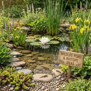 A thriving garden pond acting as a small biotope, perfect for those looking for water-focused naturnahe gartengestaltung ideen.
