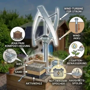 A colorful permaculture zone map explaining self-sufficiency beds designed for an energieautarker garten möglichkeiten.