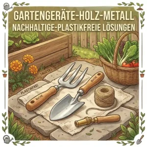 Beschriftete Pflanzschilder aus Schiefer und Holz als plastikfreie Gartenloesungen zur Kennzeichnung von Kraeutern.